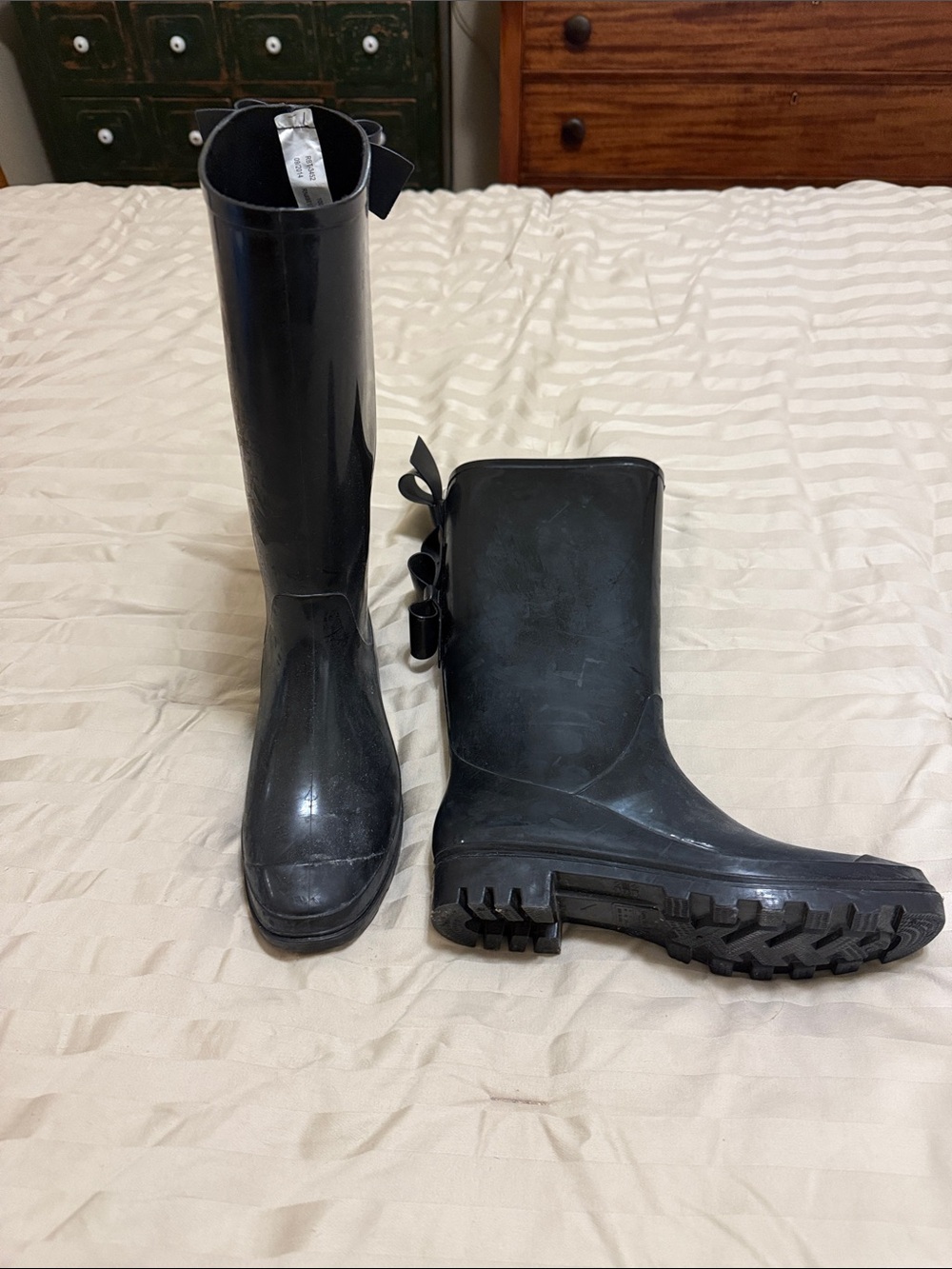 Capelli of New York Black Tall and Short Rain Boot Set
